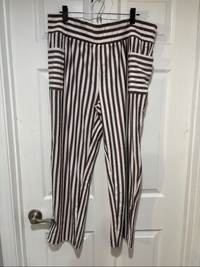 ANYBODY NIP Striped Taupe and White Lightweight Pants